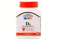 فيتامين دي3 شركة سنتري 110 حبة 21ST CENTURY,  D3, 25 MCG (1,000 IU), 110 TABLETS
