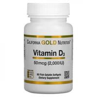 فيتامين دي 3 كاليفورنيا 90 كبسولة جيلاتينية + CALIFORNIA GOLD VITAMIN D3 50 MCG