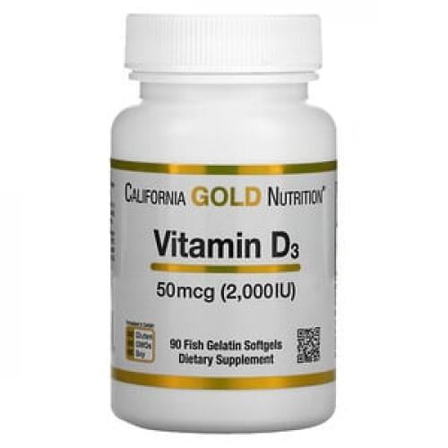 فيتامين دي 3 كاليفورنيا 90 كبسولة جيلاتينية + CALIFORNIA GOLD VITAMIN D3 50 MCG