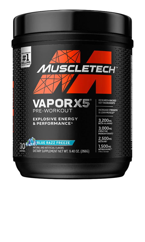 طاقة مصل تك فايبر اكس فايف 30 حصة + MUSCLE TECH VOPOR X5 PRE-WOKROUT
