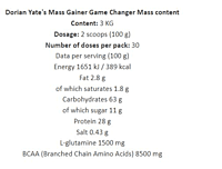 Mass Gainer, Game Changer Doryan Yates بروتين تصعيد ماس شركة دوريان 60 مكيال Mass Gainer, Game Changer Doryan Yates بروتين تصعيد ماس شركة دوريان 60 مكيال