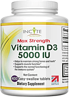 Vitamins, Vitamin D3 5000IU, INCITE NUTRITION, 400 TABLETS فيتامينات, دي 3 , شركة انسايت نوترشن 400حبة